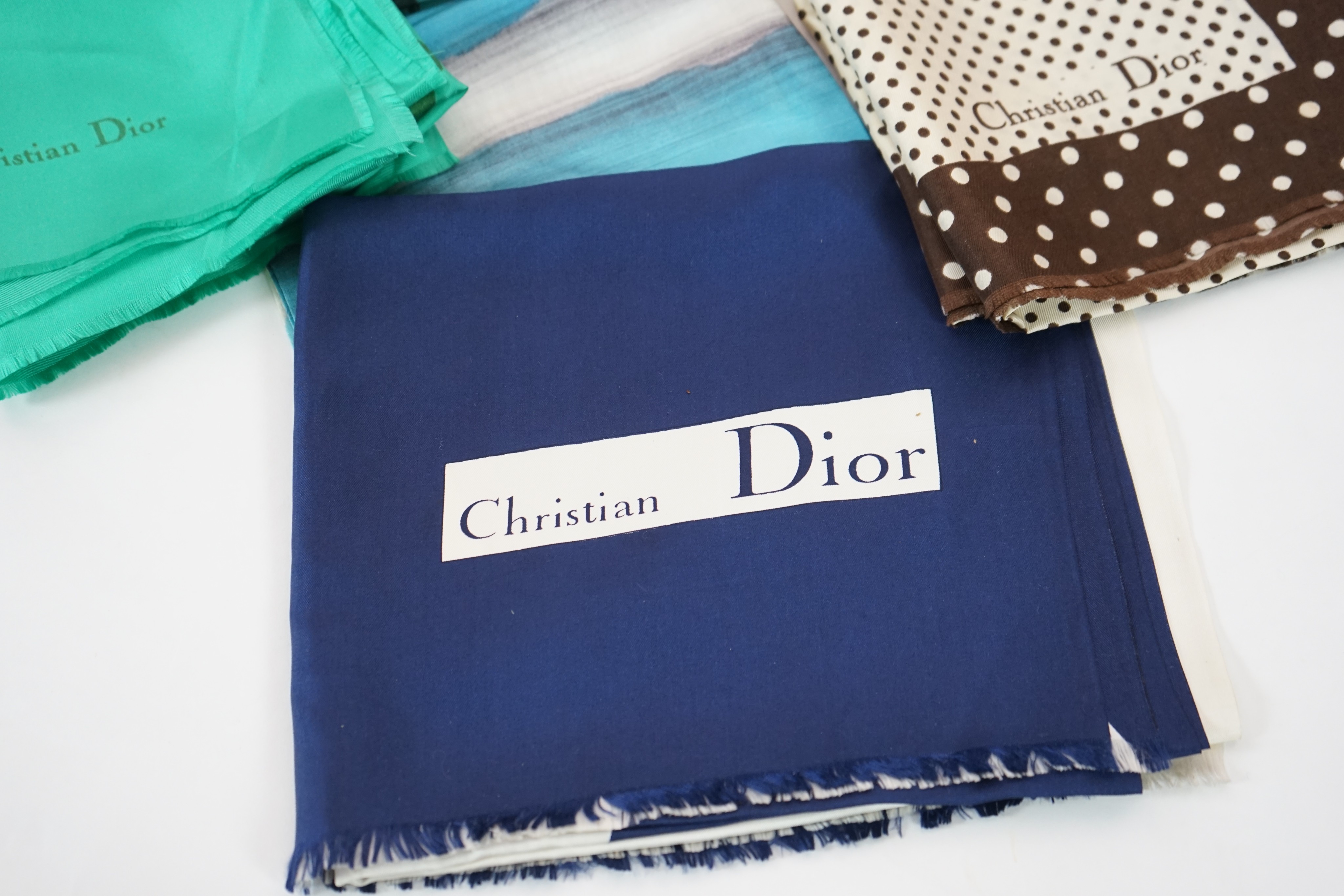 Six Christian Dior silk scarves